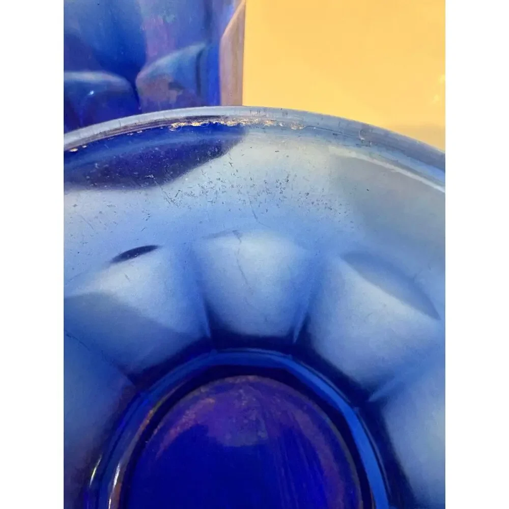 Set of 6 Vintage 500 Cobalt Blue Iridescent Glasses Tumblers made in France